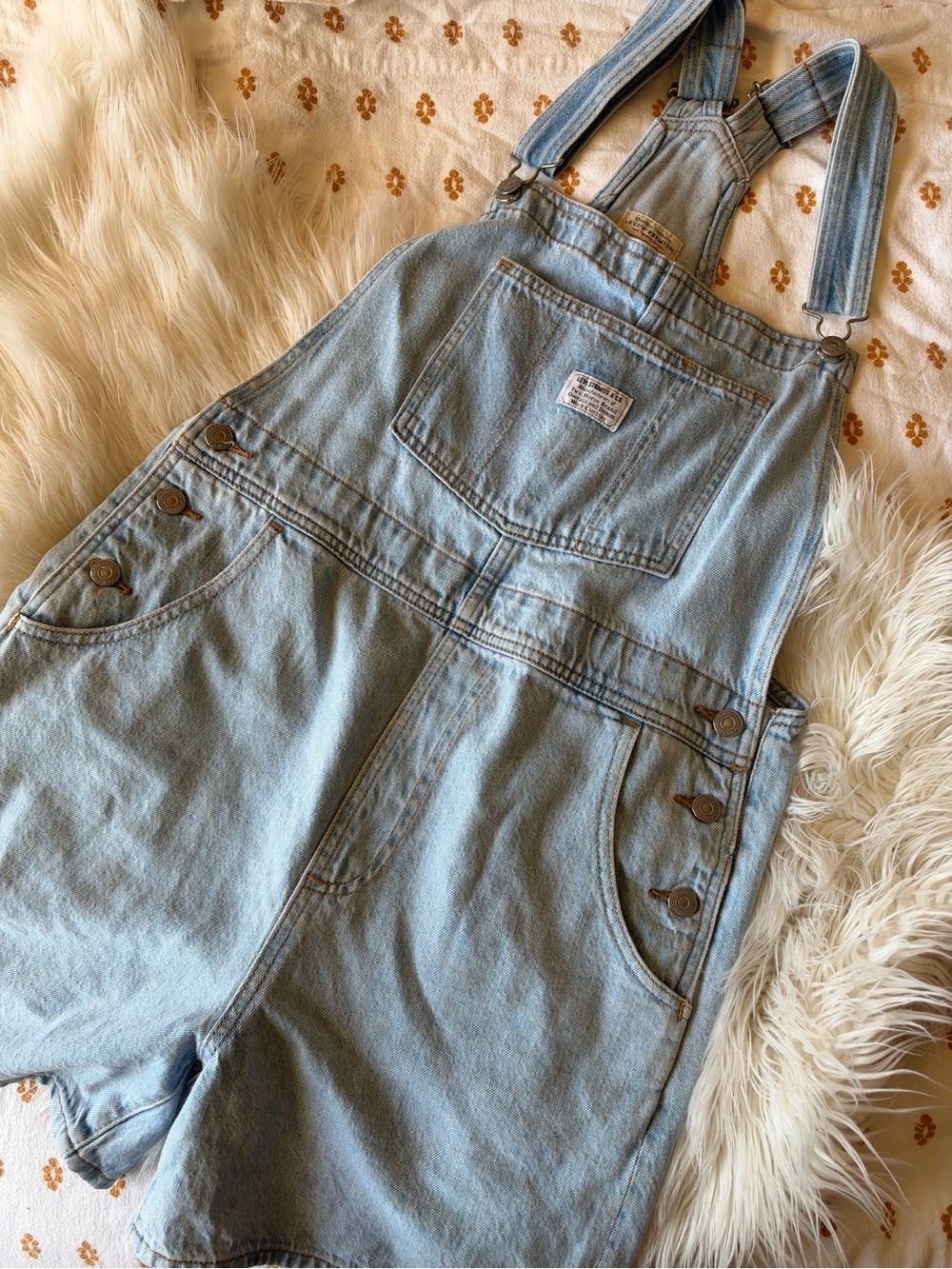Levi's Light Wash Denim Short Overalls